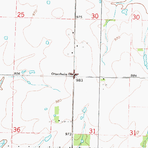 Topographic Map of Otterbein United Brethren Church, KS