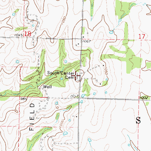 Topographic Map of South Center Cemetery, KS