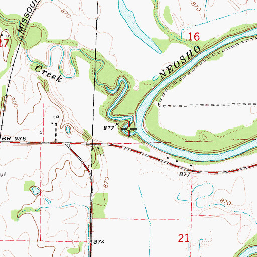 Topographic Map of Ogeese Creek, KS