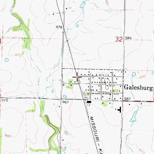 Topographic Map of Galesburg, KS