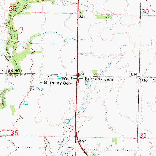 Topographic Map of Bethany Cemetery, KS