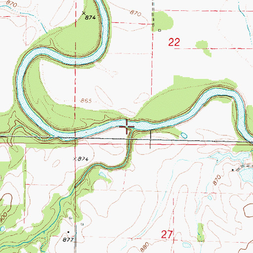 Topographic Map of Bachelor Creek, KS