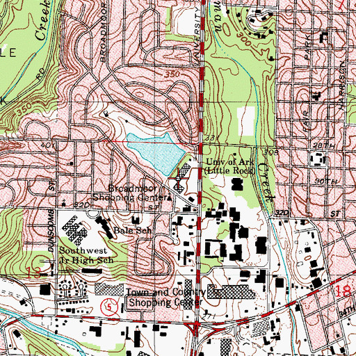 Topographic Map of Broadmoor Shopping Center, AR