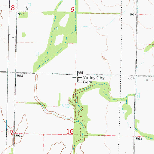 Topographic Map of Valley City Cemetery, KS