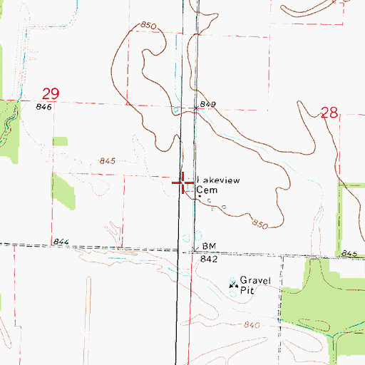 Topographic Map of Richland Cemetery, KS