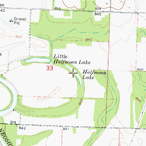 Topographic Map of Halfmoon Lake, KS