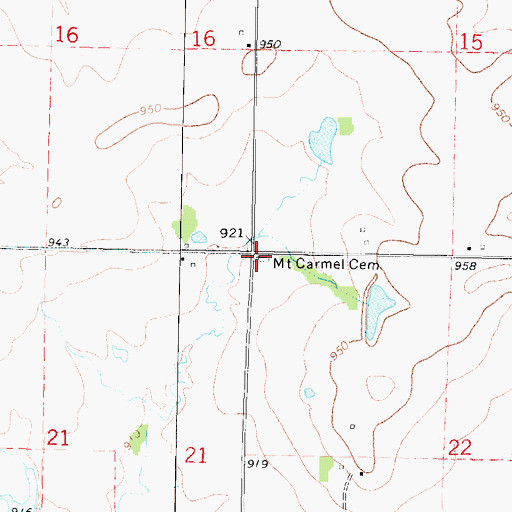 Topographic Map of Mount Carmel Cemetery, KS