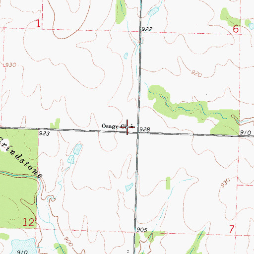 Topographic Map of Osage Church, KS