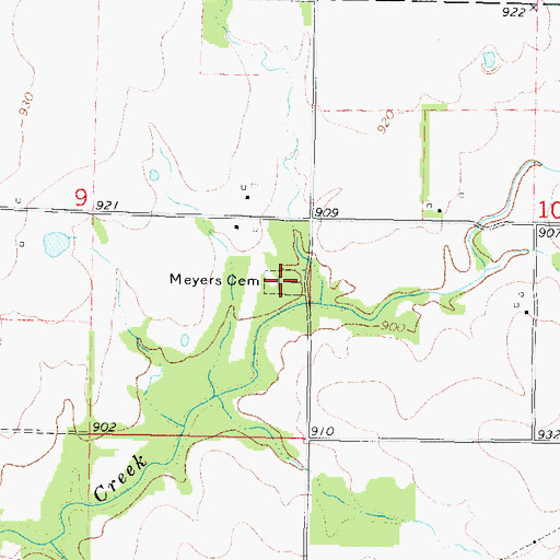 Topographic Map of Meyers Cemetery, KS