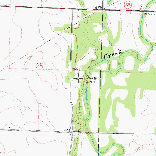Topographic Map of Osage Cemetery, KS