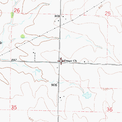 Topographic Map of Osage Church of the Brethren, KS