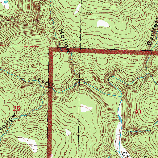 Topographic Map of Broadwater Hollow, AR