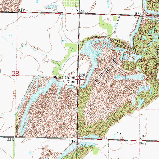 Topographic Map of West Union Cemetery, KS