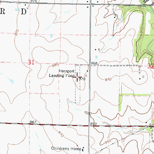 Topographic Map of Harport Landing Field (historical), KS