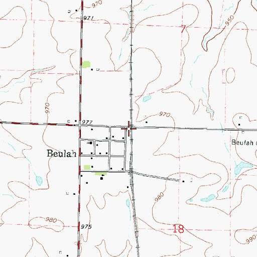 Topographic Map of Beulah, KS