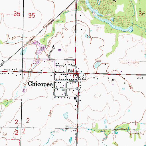Topographic Map of Chicopee, KS