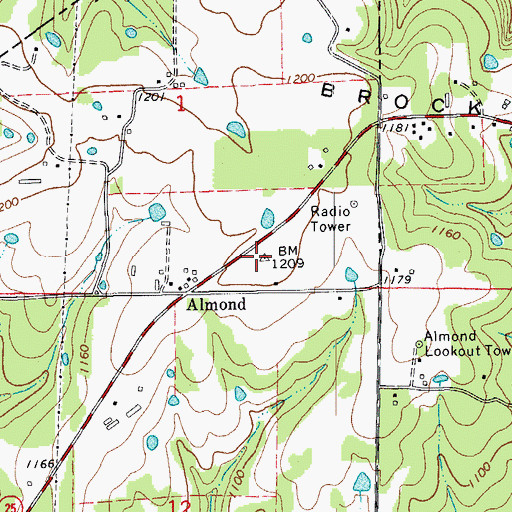 Topographic Map of Brock Mountain, AR