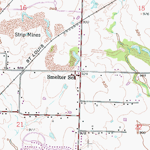 Topographic Map of Smelter School (historical), KS