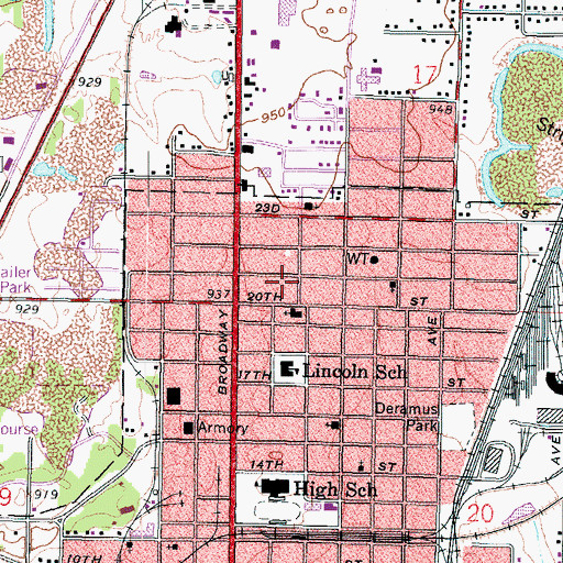 Topographic Map of Lincoln Elementary School, KS