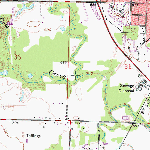 Topographic Map of First Cow Creek, KS