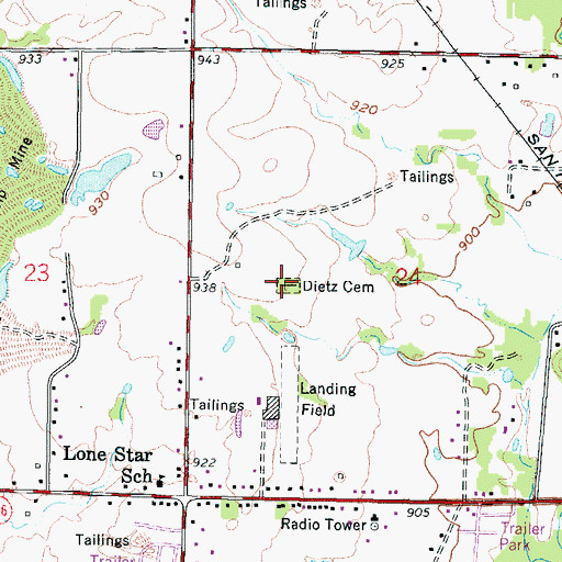 Topographic Map of Dietz Cemetery, KS