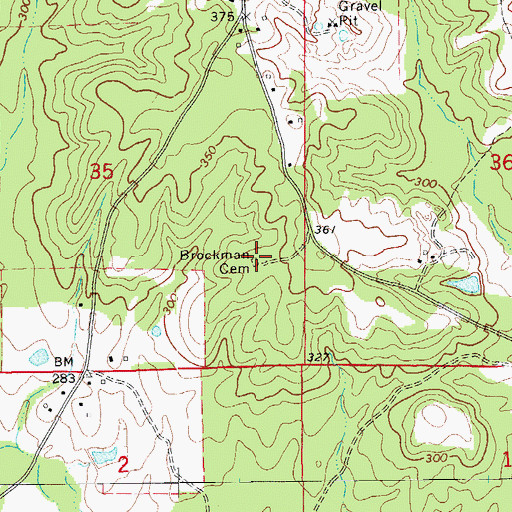 Topographic Map of Brockman Cemetery, AR