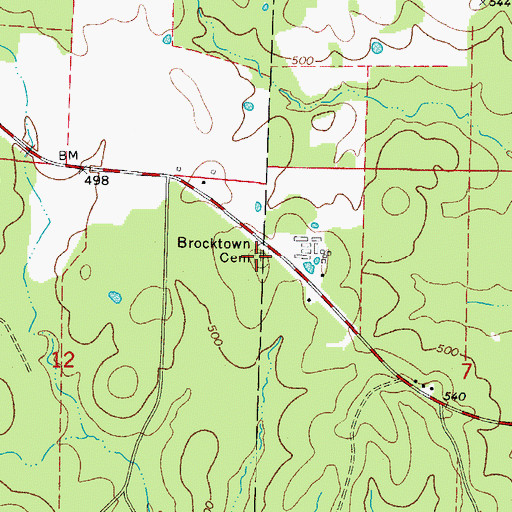 Topographic Map of Brocktown Cemetery, AR