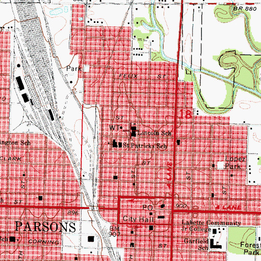 Topographic Map of Lincoln School, KS