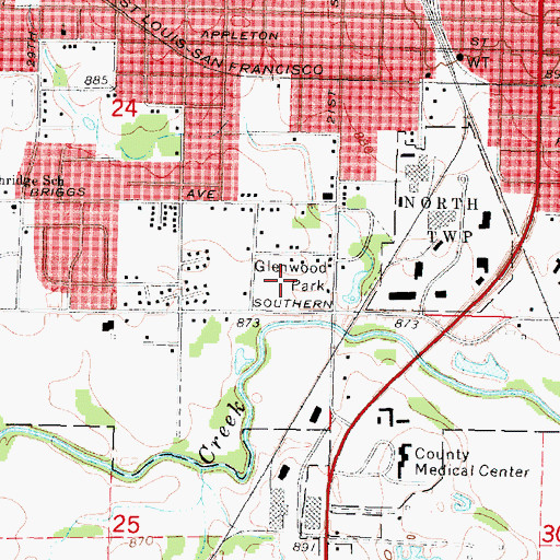 Topographic Map of Glenwood Park, KS