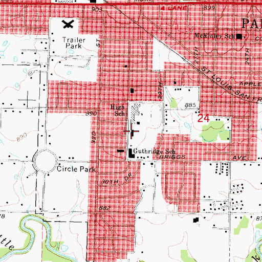 Topographic Map of Guthridge School, KS