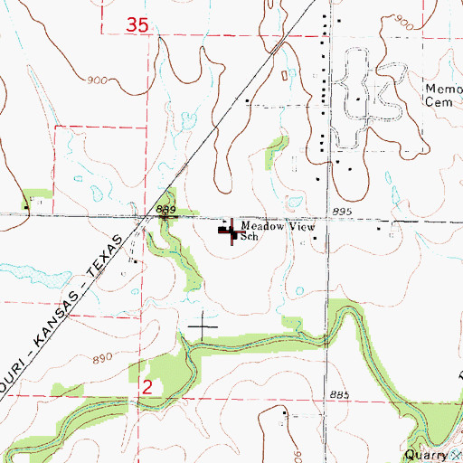 Topographic Map of Meadow View Grade School, KS