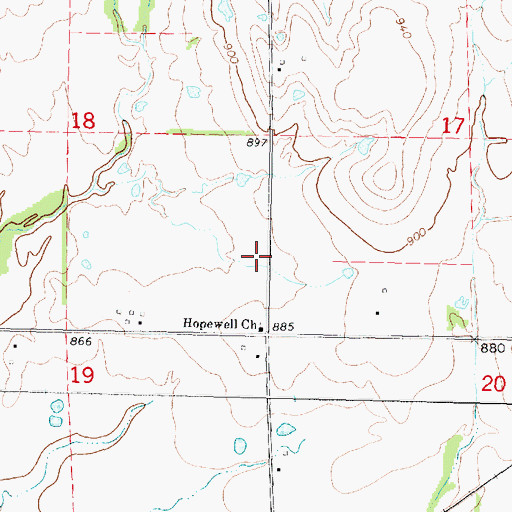 Topographic Map of Hopewell Church, KS