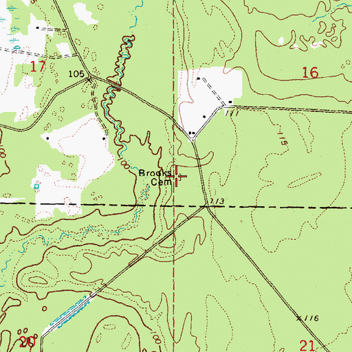 Topographic Map of Brooks Cemetery, AR