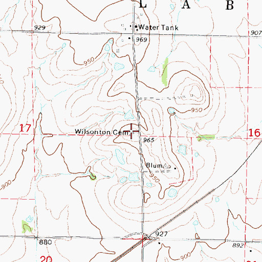 Topographic Map of Wilsonton Cemetery, KS