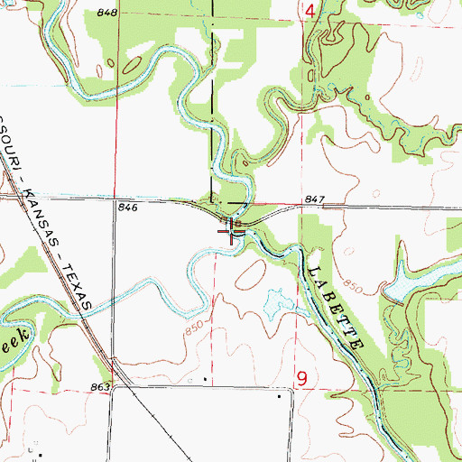 Topographic Map of Bachelor Creek, KS