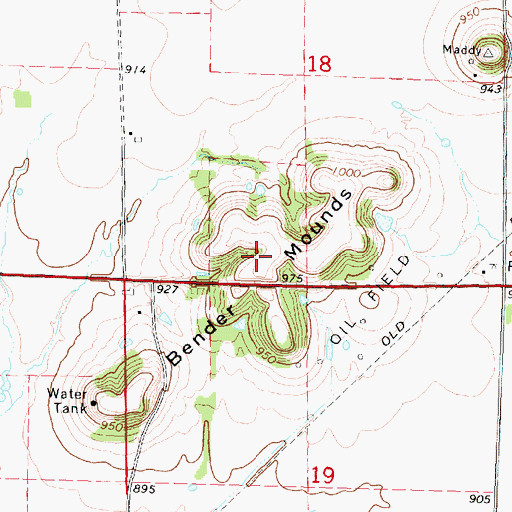 Topographic Map of Bender Mounds, KS