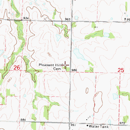 Topographic Map of Pleasant Hill Cemetery, KS