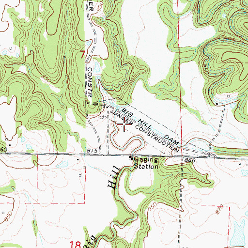 Topographic Map of Big Hill Dam, KS