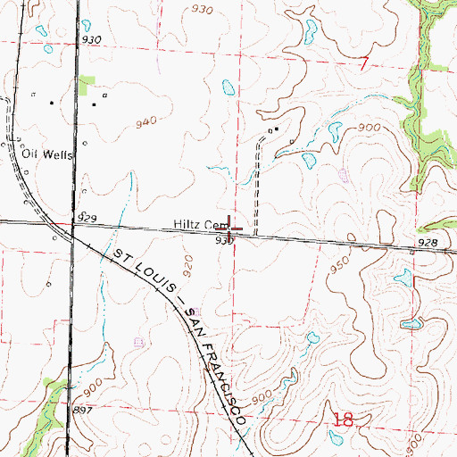 Topographic Map of Hiltz Cemetery, KS