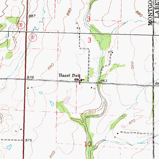 Topographic Map of Hazel Dell Church, KS