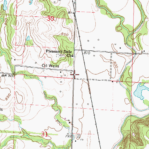 Topographic Map of Pleasant Dale School, KS