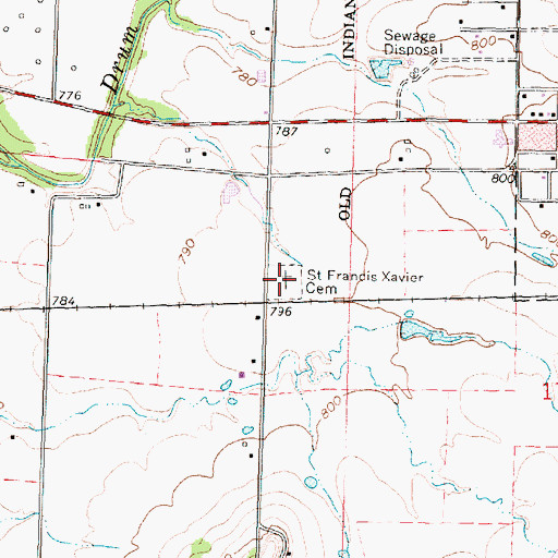 Topographic Map of Saint Francis Xavier Cemetery, KS