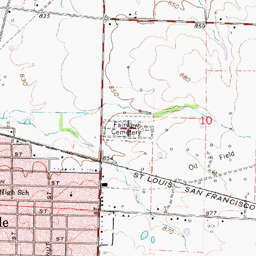 Topographic Map of Fairview Cemetery, KS