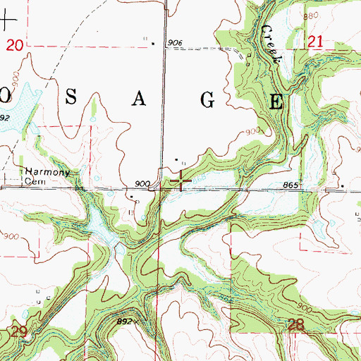 Topographic Map of Township of Osage, KS
