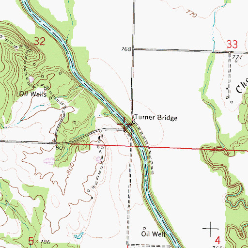 Topographic Map of Turner Bridge, KS