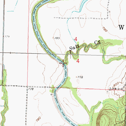 Topographic Map of Salt Creek, KS