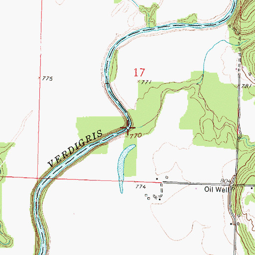 Topographic Map of Prior Creek, KS