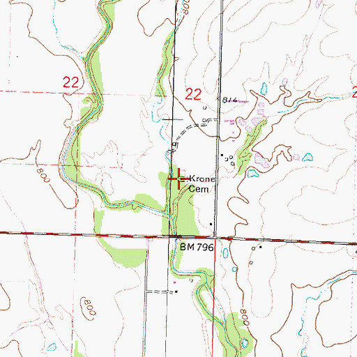 Topographic Map of Kroner Cemetery, KS