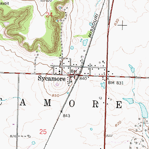 Topographic Map of Sycamore, KS