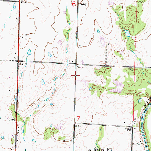 Topographic Map of Gravel Hill School, KS